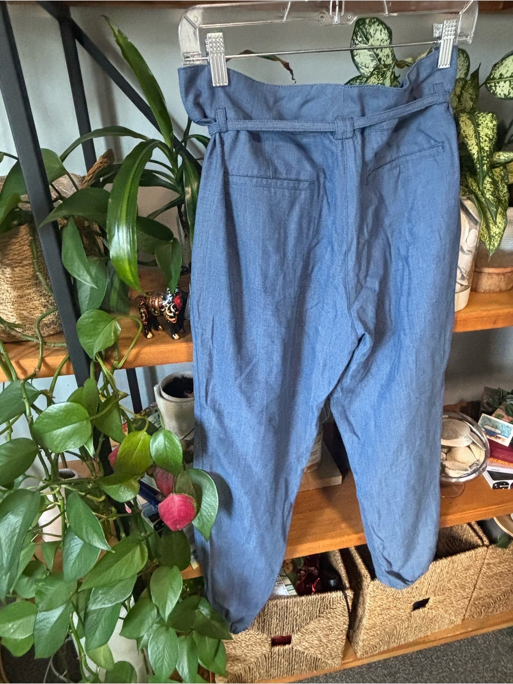 Vince Womens Cropped Lyocell Pants Sz 6 Solid Blue Mid Rise - Picture 5 of 5